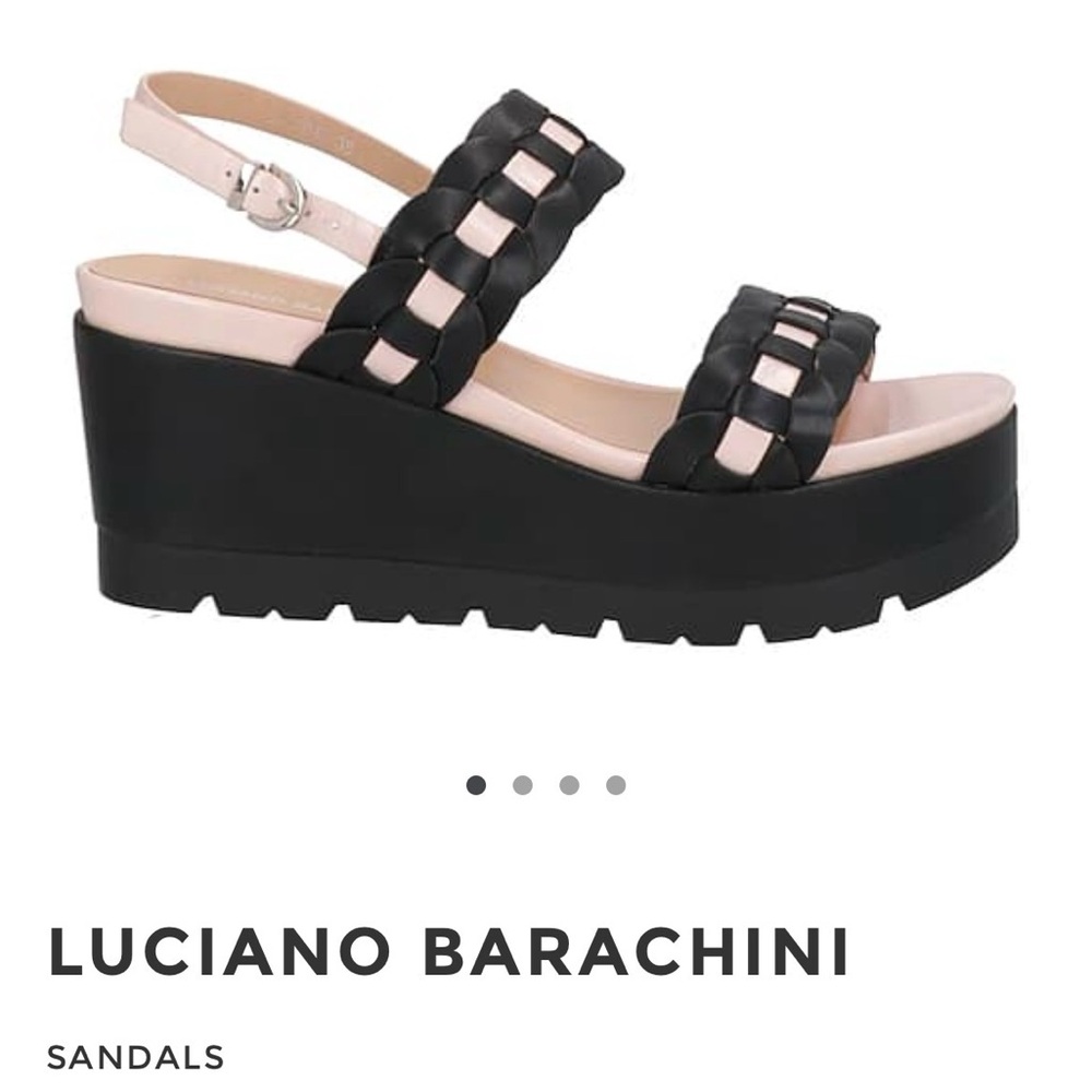 NWT Black & Cream Wedge Sandals